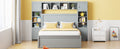 Full Size Wooden Bed With All In One Cabinet, Shelf And Sockets,Twin Size Trundle, Gray Full Gray Solid Wood