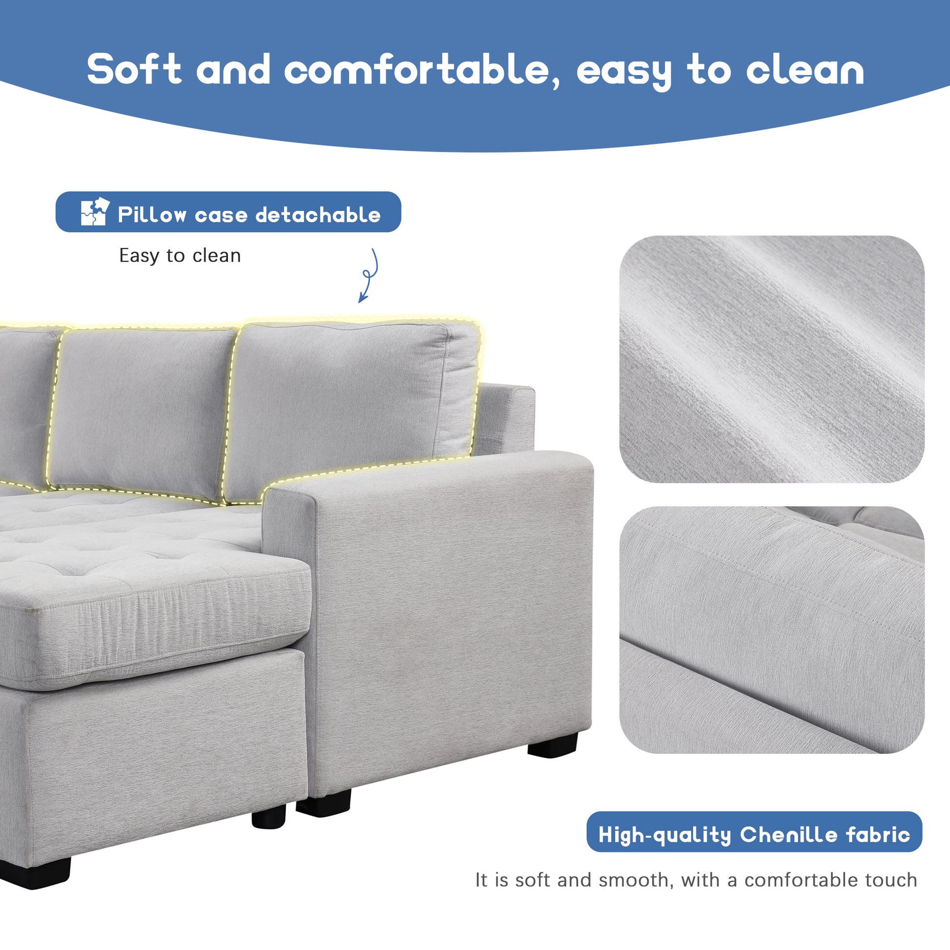 Sectional Sleeper Sofa With Pull Out Bed And Lounge Chair, Usb And Type C Interfaces, Suitable For Living Room, Office, And Spacious Spaces Gray Polyester