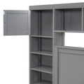 Full Size Wooden Bed With All In One Cabinet, Shelf And Sockets,Twin Size Trundle, Gray Full Gray Solid Wood