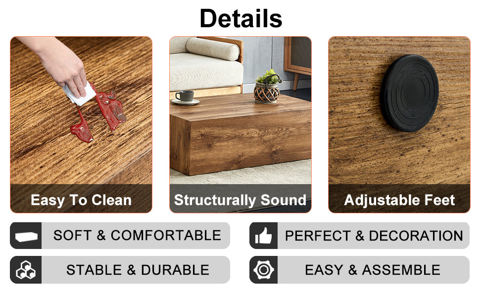 Modern Mdf Coffee Table With Wood Texture Pattern 39.37X23.62X11.81 Inches Stylish And Durable Design Wood Mdf