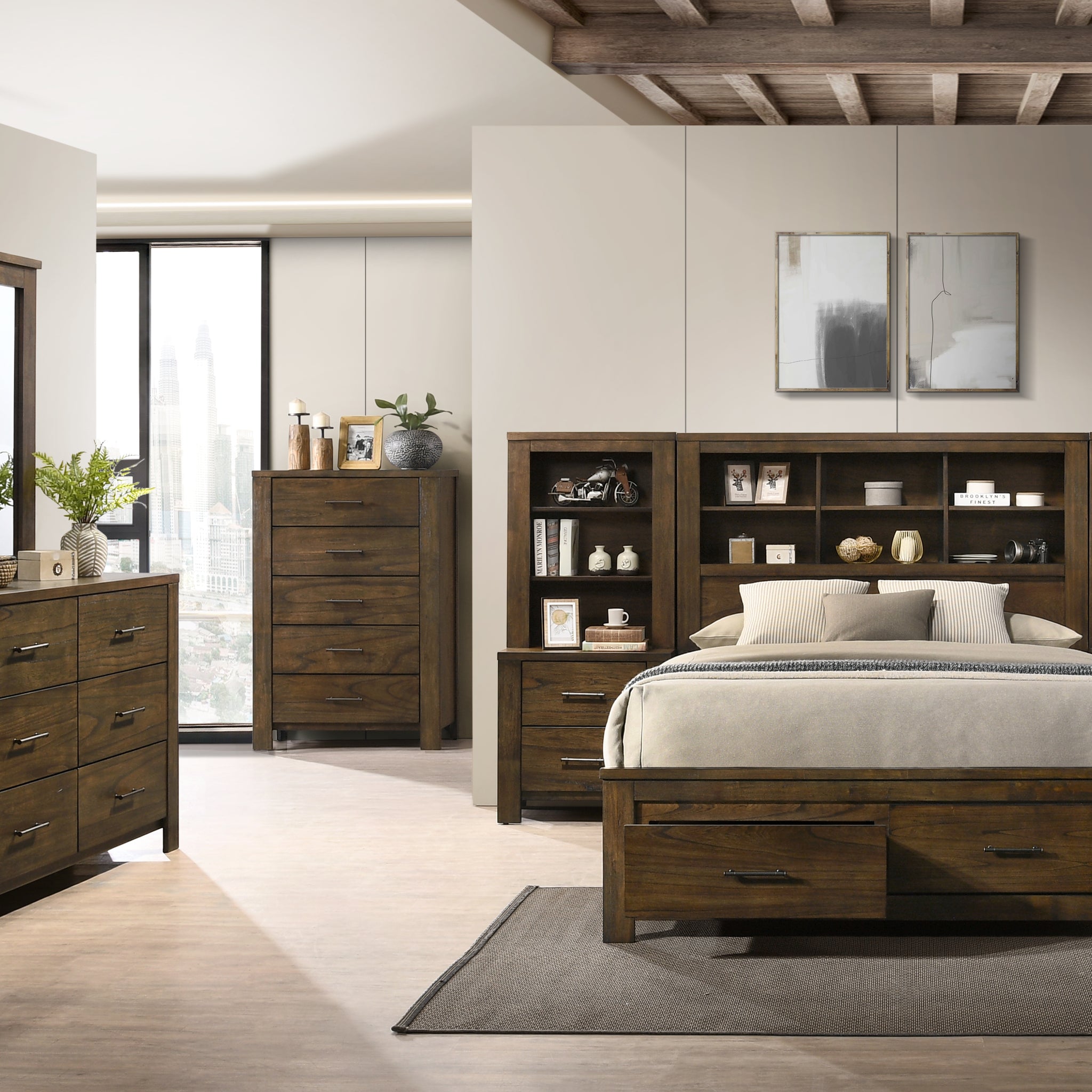 Merrilee Ii Queen Bed, Oak Finish Bd02077Q Queen Oak Wood