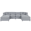 Modern Large U Shape Sectional Sofa, 2 Large Chaise With Removable Ottomans For Living Room Grey Polyester Primary Living Space Pillow Back American Design Polyester 6 Seat