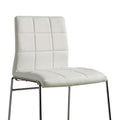 Set Of 2Upholstered Counter Hight Chairs In White And Chrome Solid White Dining Room Side Chair Faux Leather
