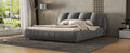 Queen Size Luxury Upholstered Bed With Thick Headboard, Velvet Queen Bed With Oversized Padded Backrest, Gray Expect Arrival Date 2024 4 2 Queen Gray Velvet