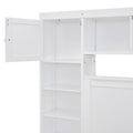 Full Size Wooden Bed With All In One Cabinet, Shelf And Sockets,Twin Size Trundle, White Full White Solid Wood