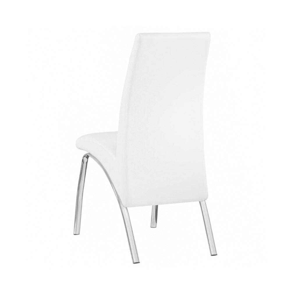 Set Of 2 Paddedside Chairs In White And Chrome Solid White Dining Room Side Chair Faux Leather
