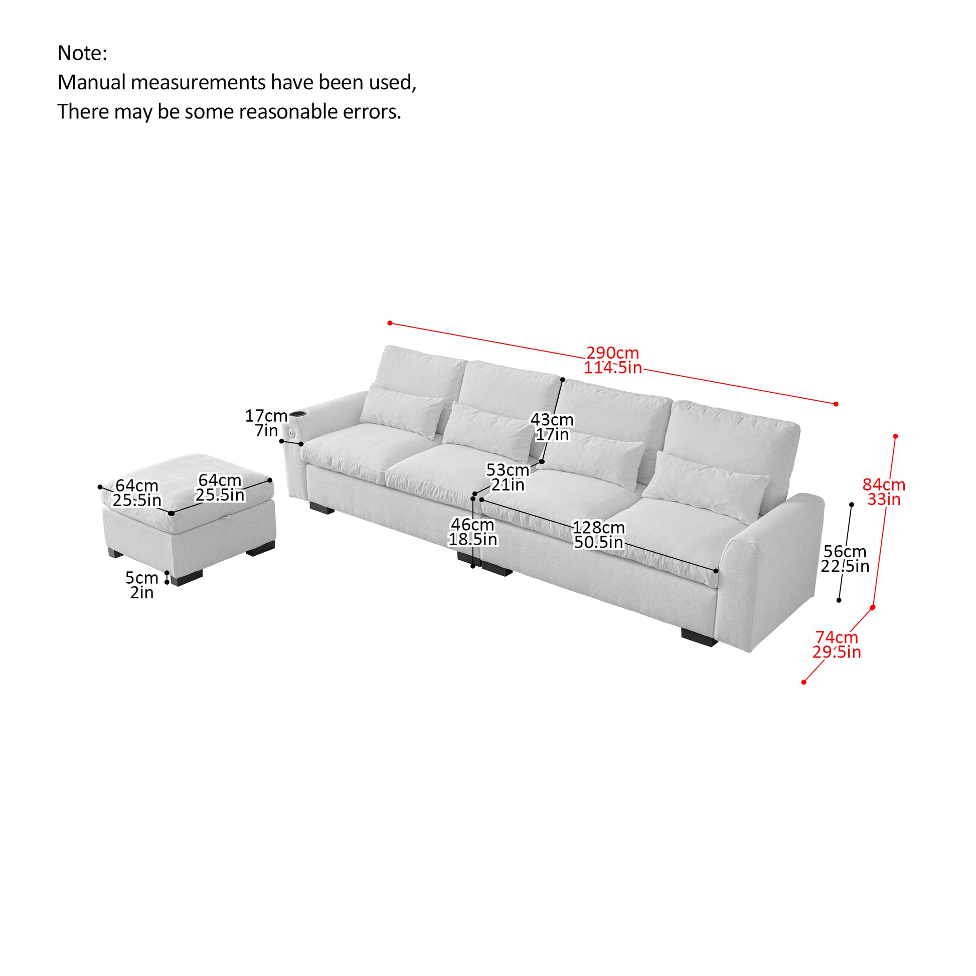 114.5"Modern Modular L Shaped Chenille Sofa Couch Reversible Ottoman With Storage Removable And Washable Cushions Sofa With Usb Ports & Cup Holder For Living Room Beige Modern Foam Chenille