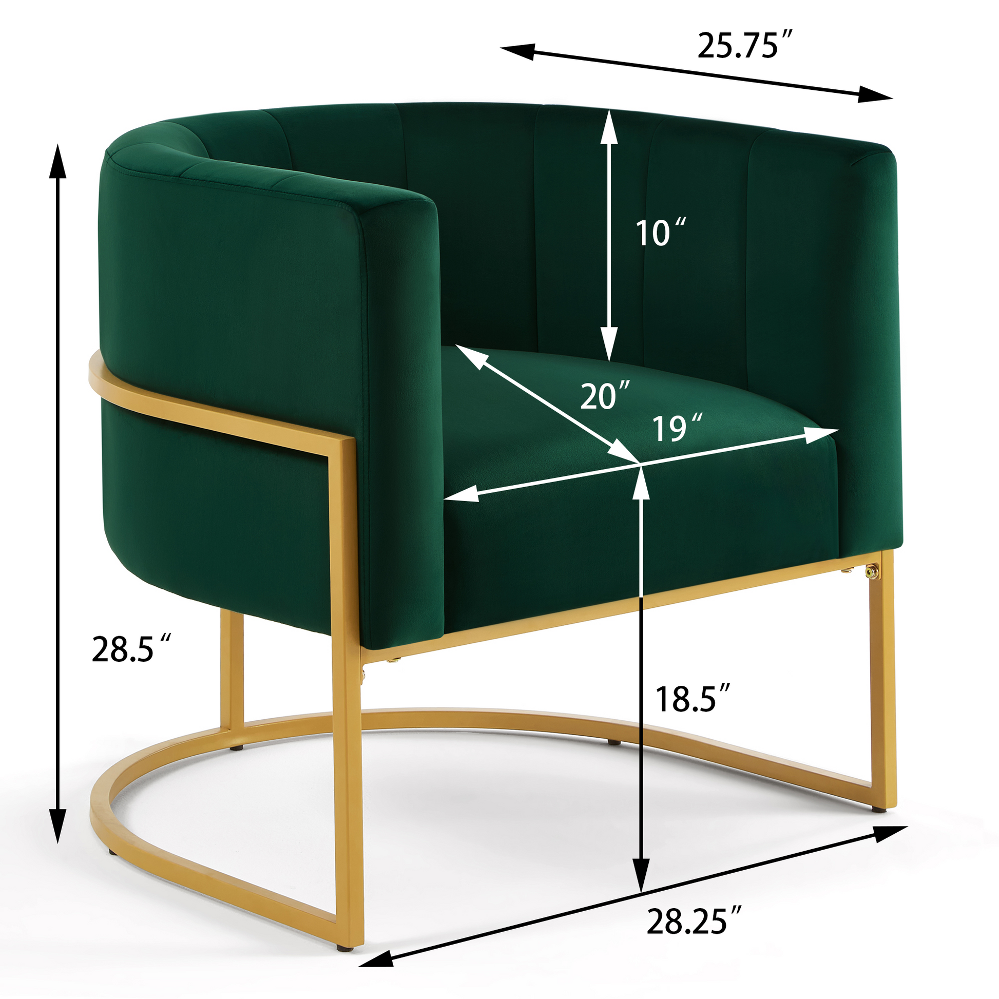 Upholstered Velvet Accent Chair With Golden Metal Stand,Mid Century Living Room Leisure Chair With Curve Backrest Jade Emerald Emerald Primary Living Space Modern Foam Velvet