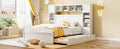 Queen Size Wooden Bed With All In One Cabinet, Shelf And Sockets,Twin Xl Trundle,White Queen White Solid Wood
