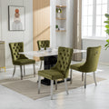 Nikki Collection Modern, High End Tufted Solid Wood Contemporary Velvet Upholstered Dining Chair With Chrome Stainless Steel Plating Legs,Nailhead Trim,Set Of 2,Olive Green And Chrome, Sw1701Ol Olive Green Dining Room American Design Rubberwood Foam