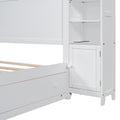Queen Size Wooden Bed With All In One Cabinet, Shelf And Sockets, White White Solid Wood