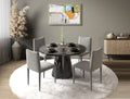 Hollis Dining Table, Engineering Stone Finish Dn02155 Black Mdf