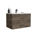 Praga Floating Vanity Sink With 2 Drawers Dark Brown White Dark Brown Bathroom Modern Particle Board