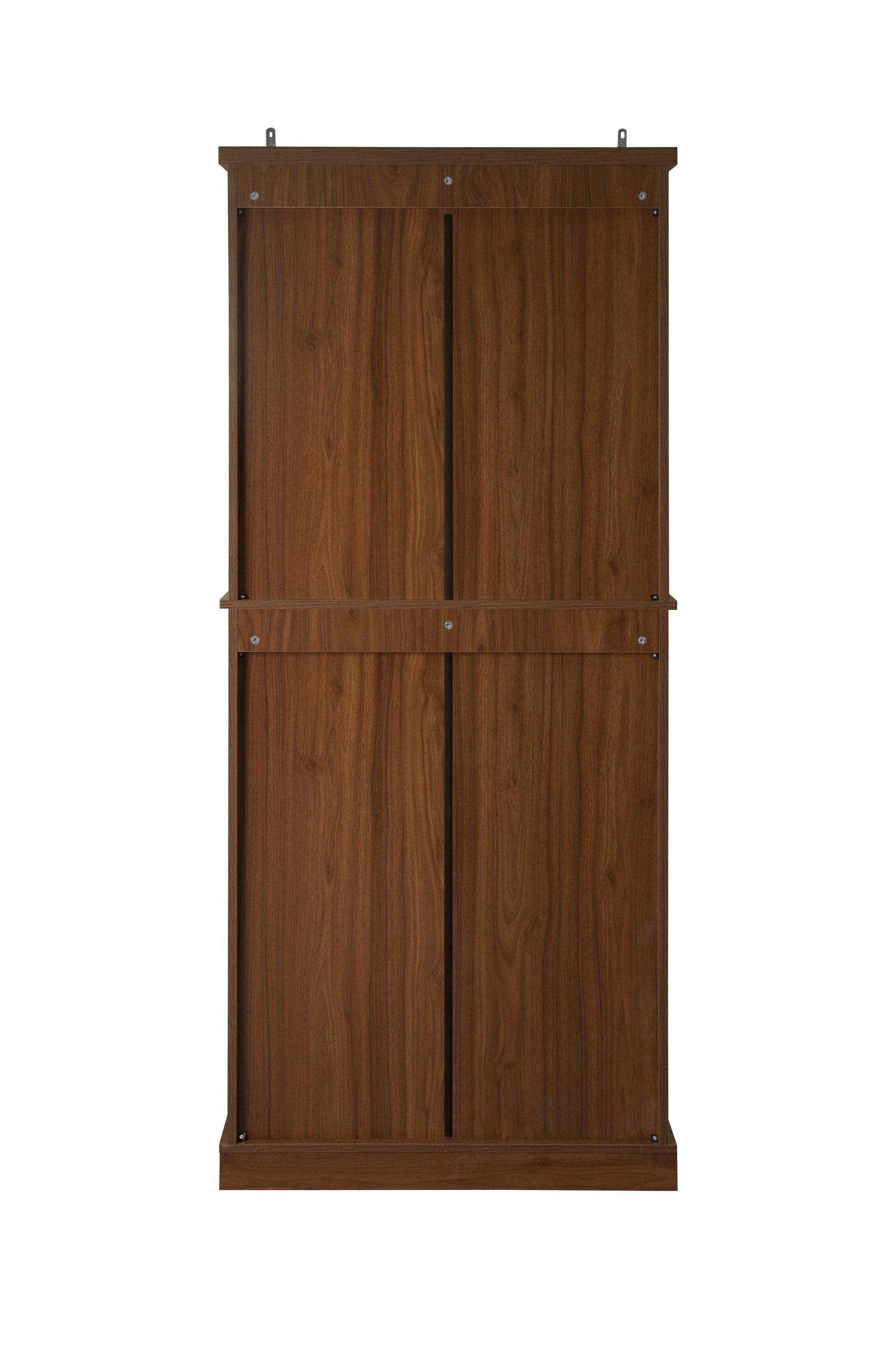 4 Door Cabinet With 1 Drawer, With 4 Adjustable Inner Shelves, Storage Cabinet Walnut Particle Board