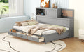 Full Size Wooden Daybed With 3 Storage Drawers, Upper Soft Board, Shelf, And A Set Of Sockets And Usb Ports, Gray Gray Solid Wood Mdf