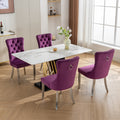 Nikki Collection Modern, High End Tufted Solid Wood Contemporary Velvet Upholstered Dining Chair With Chrome Stainless Steel Plating Legs,Nailhead Trim,Set Of 2,Purple And Chrome, Sw1701Pp Purple Dining Room American Traditional Rubberwood Set Of 2 Foam