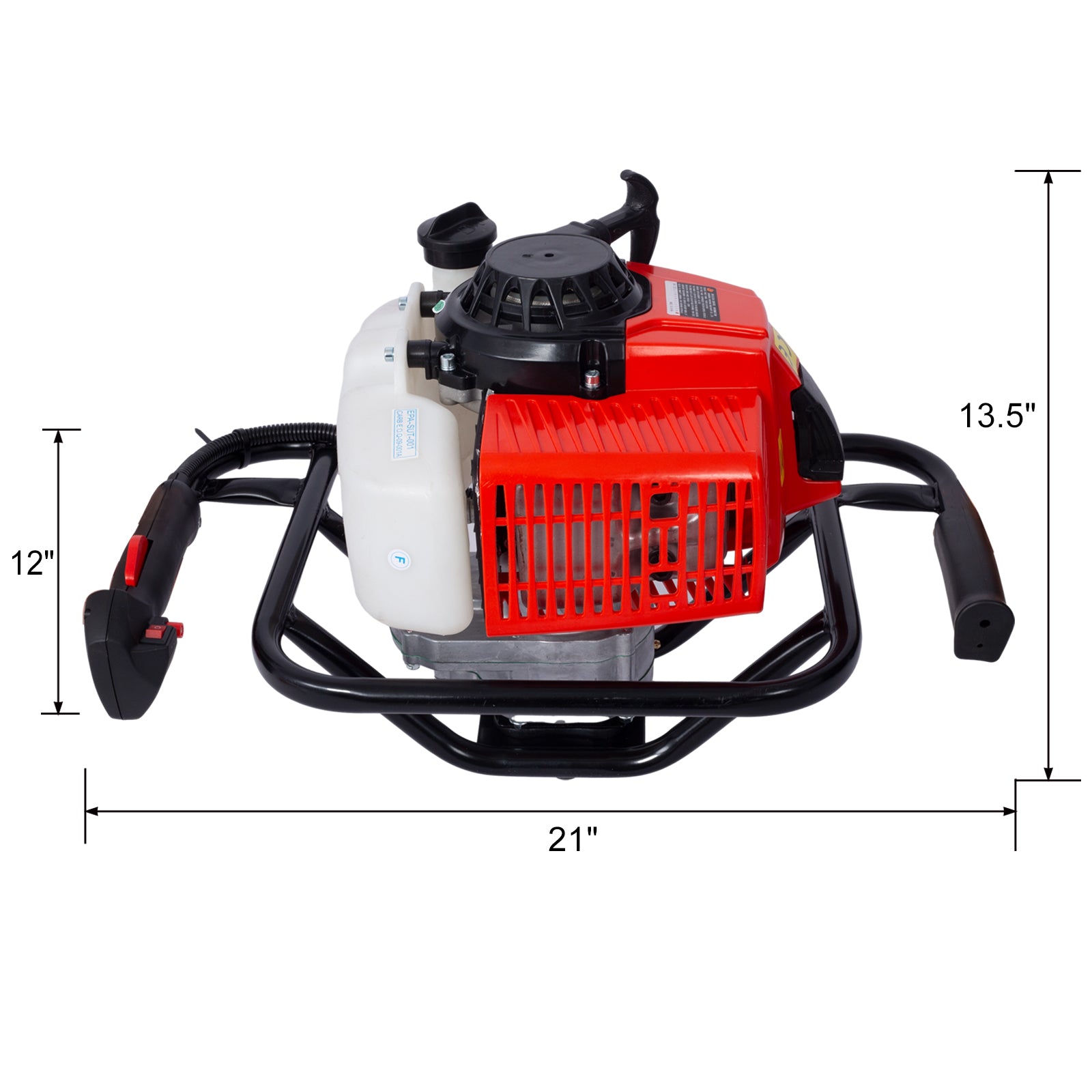 2.7Hp Post Hole Digger 63Cc Gas Powered 2 Stroke Auger Digging Drill Shaft Size 3 4" ,Epa Certificated Red Steel