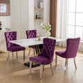 Nikki Collection Modern, High End Tufted Solid Wood Contemporary Velvet Upholstered Dining Chair With Chrome Stainless Steel Plating Legs,Nailhead Trim,Set Of 2,Purple And Chrome, Sw1701Pp Purple Dining Room American Traditional Rubberwood Set Of 2 Foam