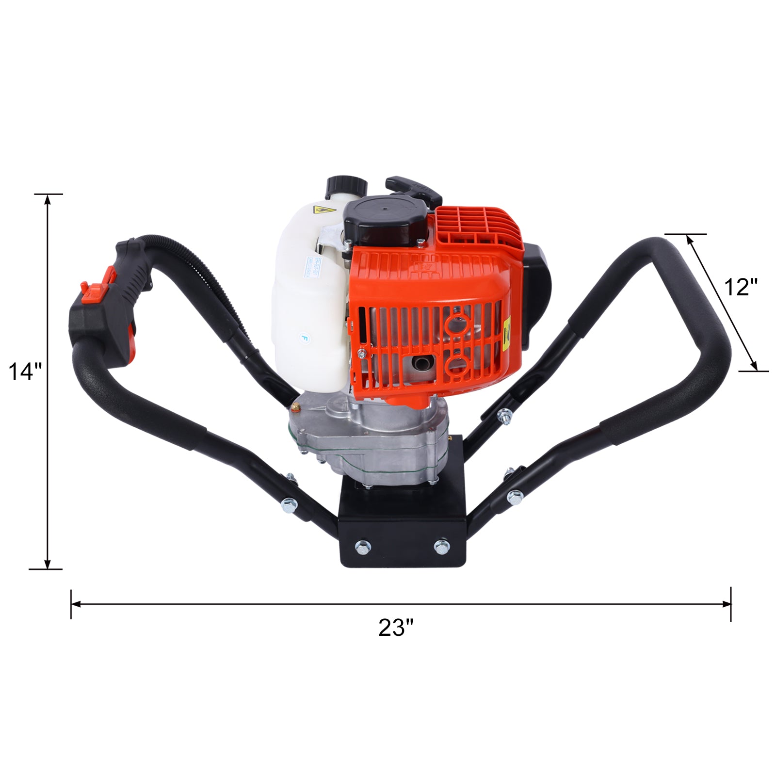 V Type 52Cc 2 Stroke Gas Post Hole Digger One Man Auger Epa Machine Plant Soil Digging Fence,Red Red Aluminium