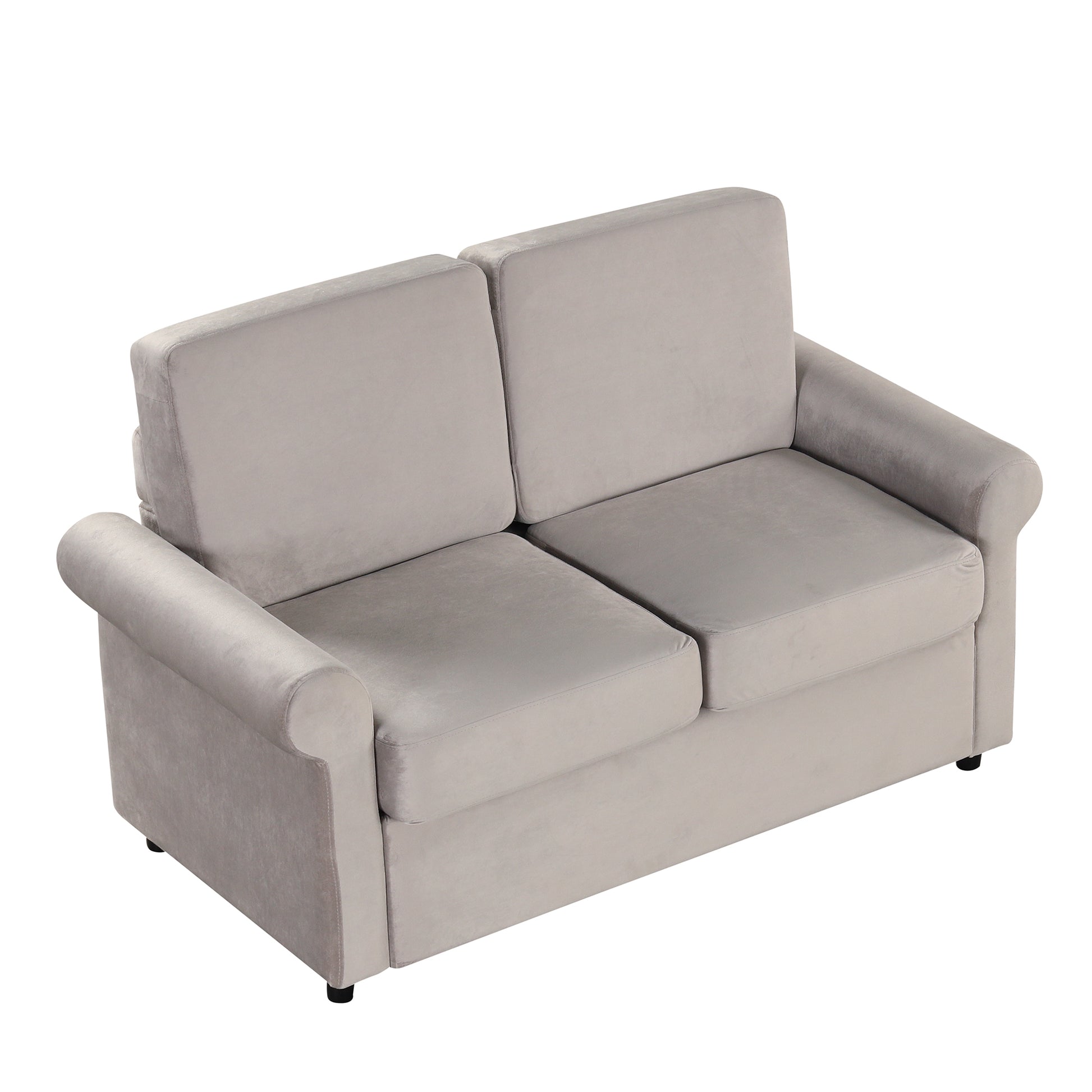 57.4" Pull Out Sofa Bed,Sleeper Sofa Bed With Premium Twin Size Mattress Pad,2 In 1 Pull Out Couch Bed With Two Usb Ports For Living Room,Small Apartment, Light Gray Old Sku:Wf296899 Light Gray Foam Velvet