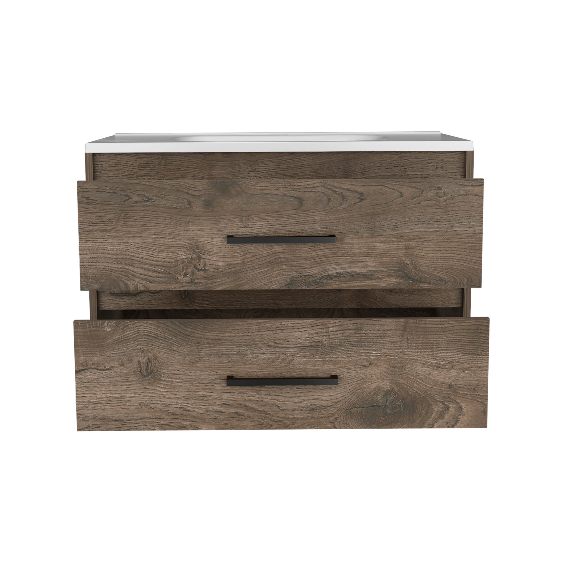 Praga Floating Vanity Sink With 2 Drawers Dark Brown White Dark Brown Bathroom Modern Particle Board