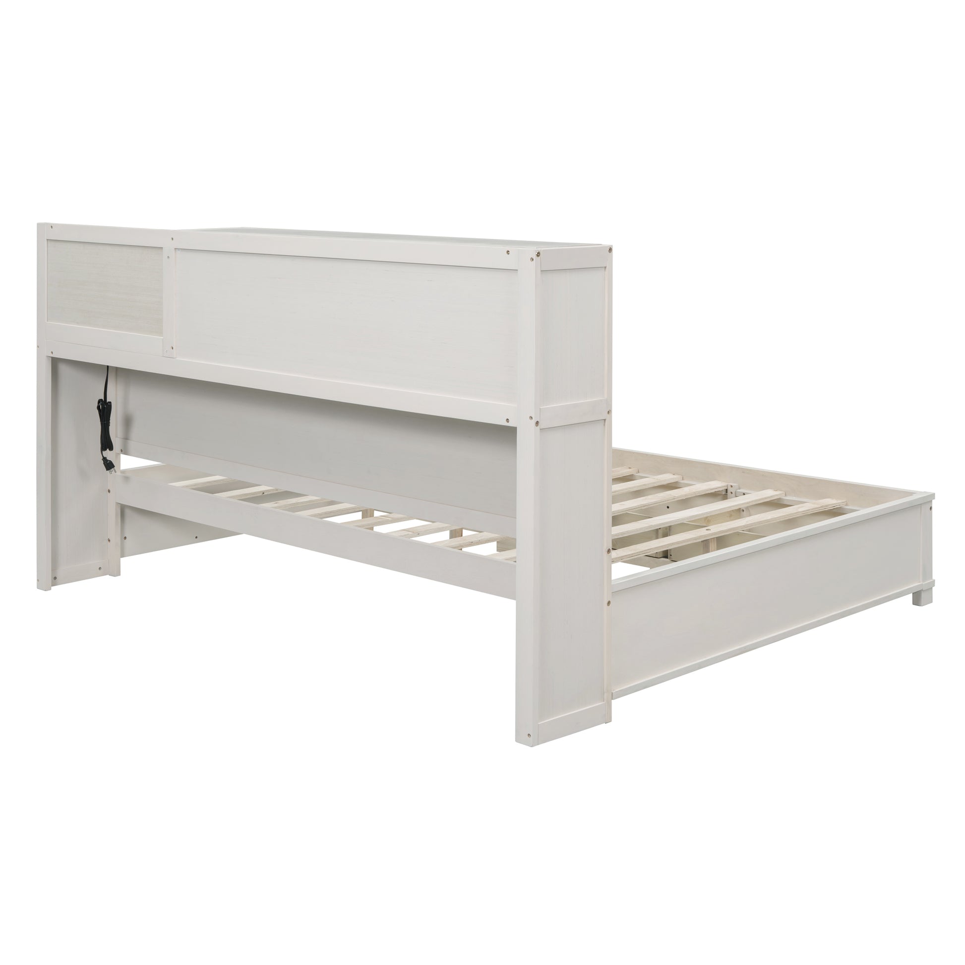 Full Size Wooden Daybed With 3 Storage Drawers, Upper Soft Board, Shelf, And A Set Of Sockets And Usb Ports, White White Solid Wood Mdf