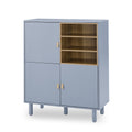 Storage Cabinet With Door, Multifunctional Storage Cabinet, Modern Sideboard Cabinet, Wooden Storage Cabinet, Leather Handle Drawer Cabinet, Home Storage Cabinet, Office Cabinet Blue Solid Wood Mdf