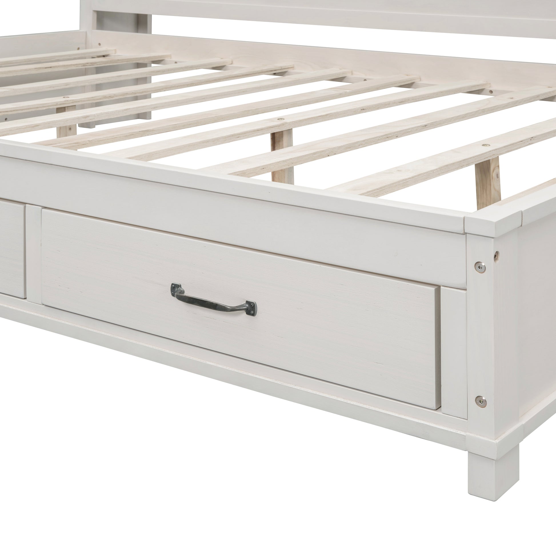 Full Size Wooden Daybed With 3 Storage Drawers, Upper Soft Board, Shelf, And A Set Of Sockets And Usb Ports, White White Solid Wood Mdf