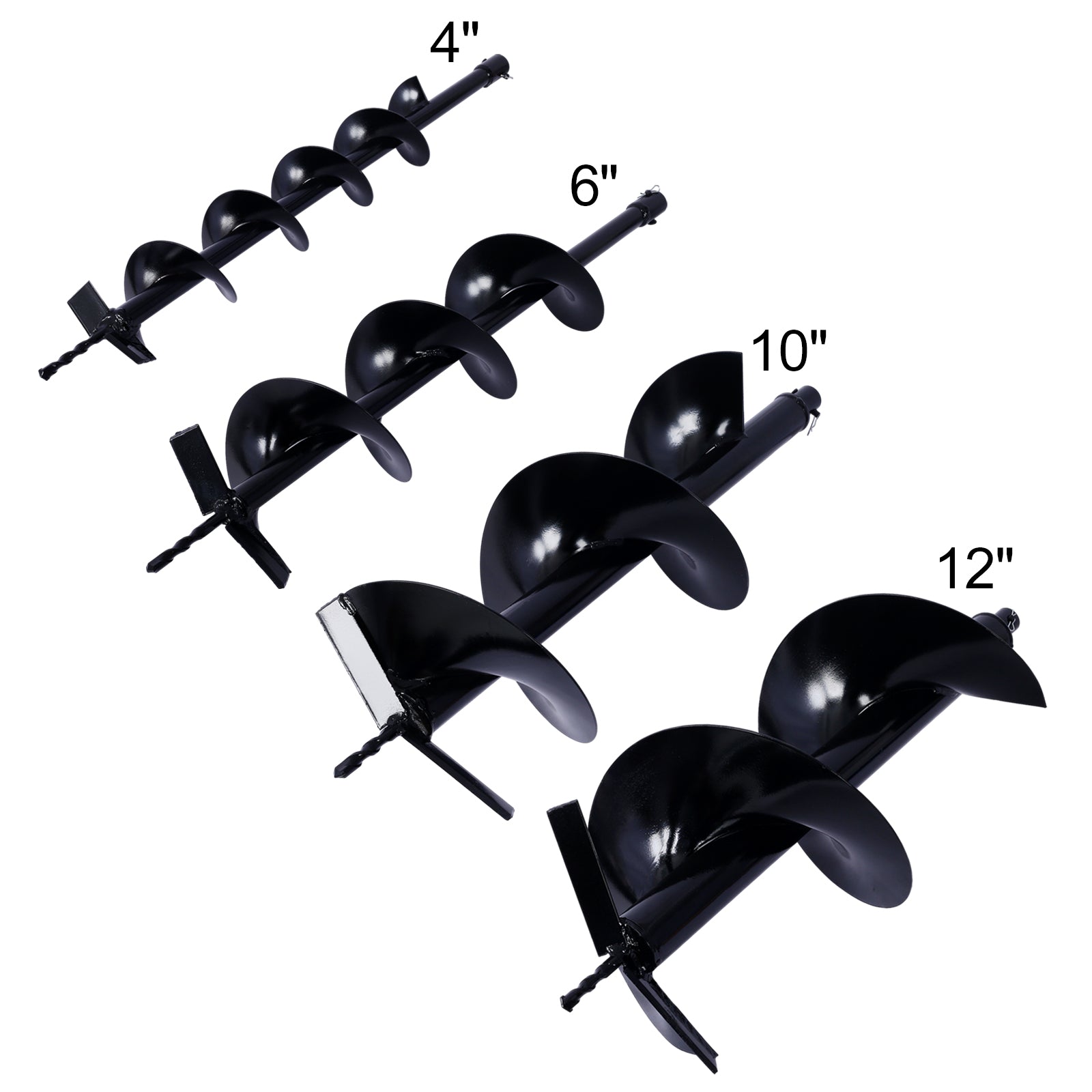 Auger Drill Bit For Planting Hole, Bulb Bedding Digging Post Hole Planting Tool For 3 4" Shaft Auger,Hole Digger Replacement Auger Bits Earth Auger Digging Bit 4In 8In 10In 12In Black Steel