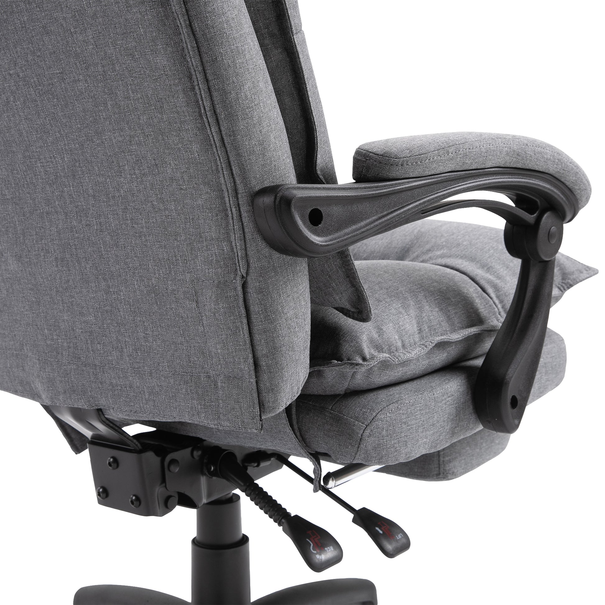 Vinsetto 360 Swivel Executive Home Office Chair Adjustable Height Linen Style Fabric Recliner With Retractable Footrest And Double Padding, Grey Gray Fabric