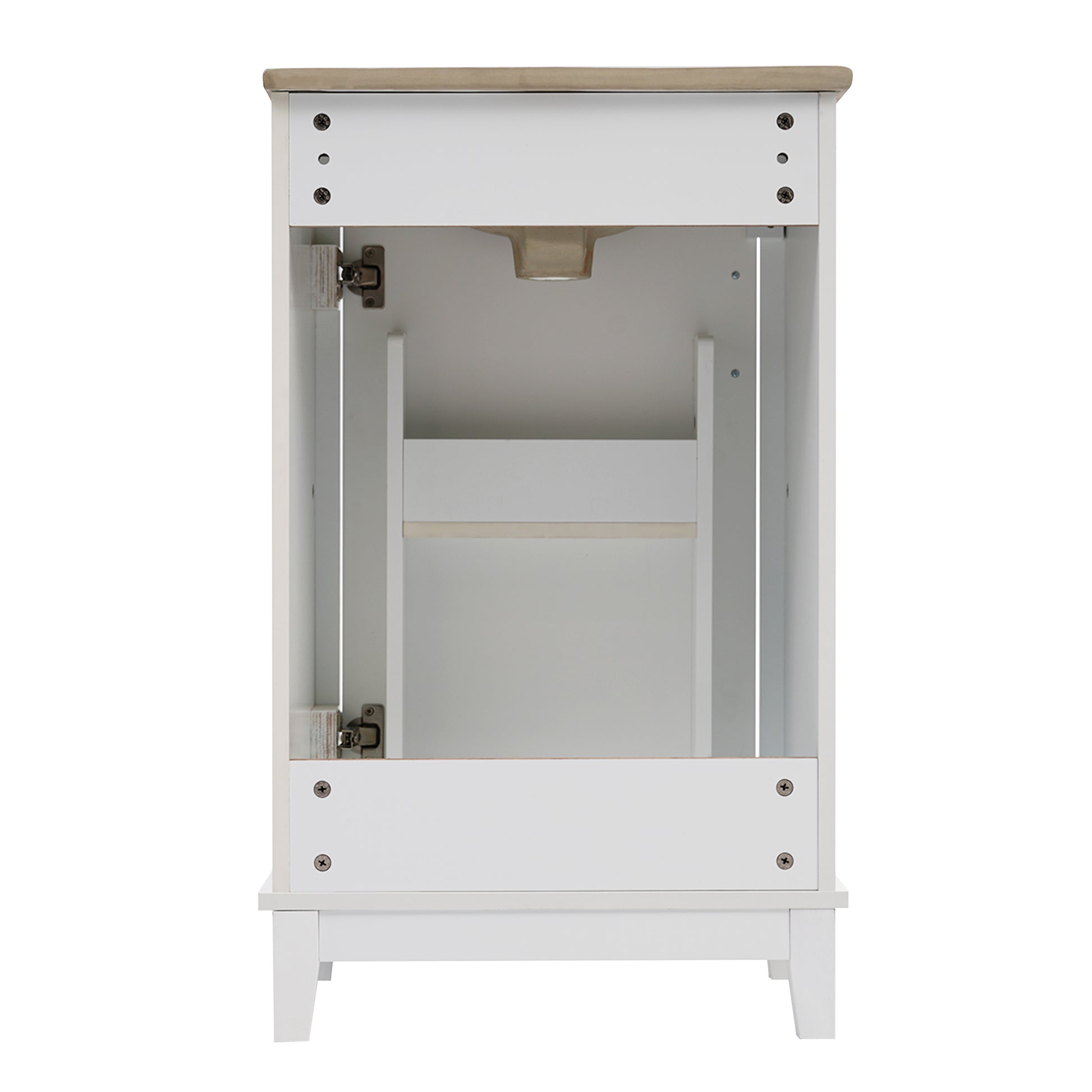 Viedo 20 Inch Modern Small Bathroom Vanity Cabinet With Ceramic Basin 20*15.5*33.3 Inches,Ample Storage,1 Soft Close Door White Solid Wood Mdf