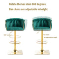 Coolmore Vintage Bar Stools With Back And Footrest Counter Height Dining Chairs 2Pc Set Emerald Metal