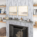 Homcom 72 Inch Fireplace Mantel, Floating Farmhouse Solid Fir Wood Shelf, Handmade Heavy Duty Wall Mounted Shelf, With Metal Bracket, Rustic Gray Gray Wood