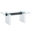 Modern Minimalist Transparent Tempered Glass Coffee Tablepaired With White Mdf Decorative Columns. Computer Desk. Game Table. Ct 1546 Transparent Glass