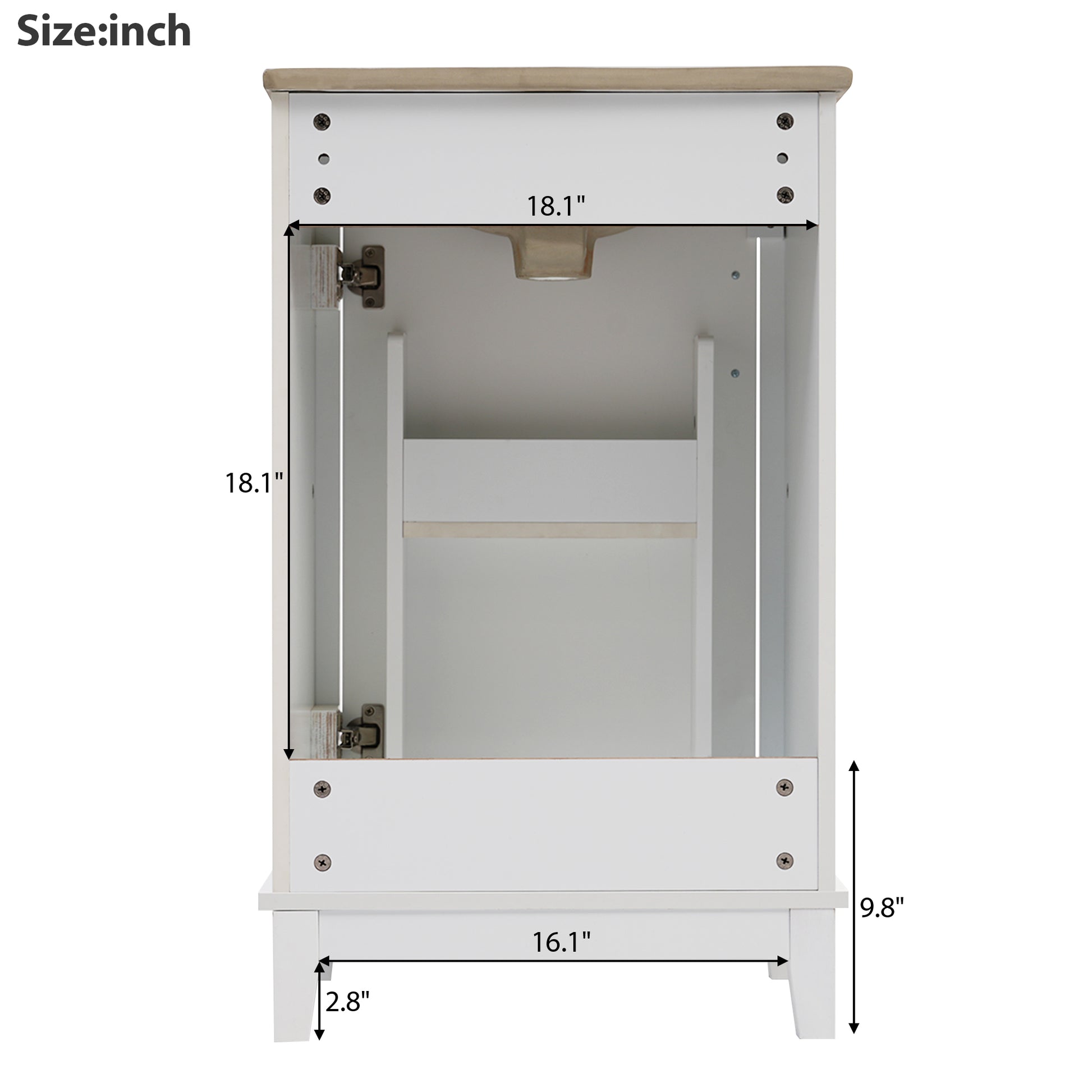 Viedo 20 Inch Modern Small Bathroom Vanity Cabinet With Ceramic Basin 20*15.5*33.3 Inches,Ample Storage,1 Soft Close Door White Solid Wood Mdf