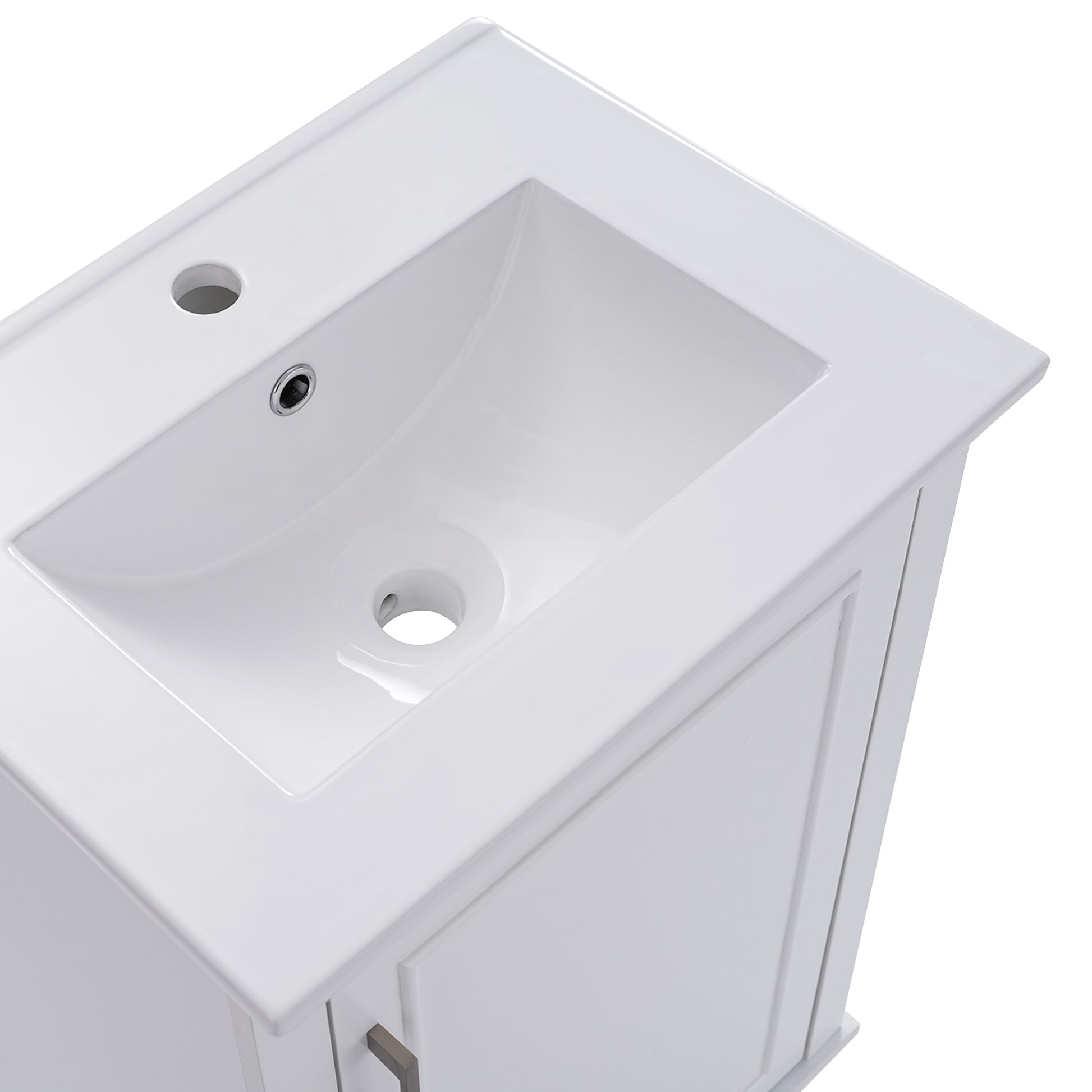 Viedo 20 Inch Modern Small Bathroom Vanity Cabinet With Ceramic Basin 20*15.5*33.3 Inches,Ample Storage,1 Soft Close Door White Solid Wood Mdf