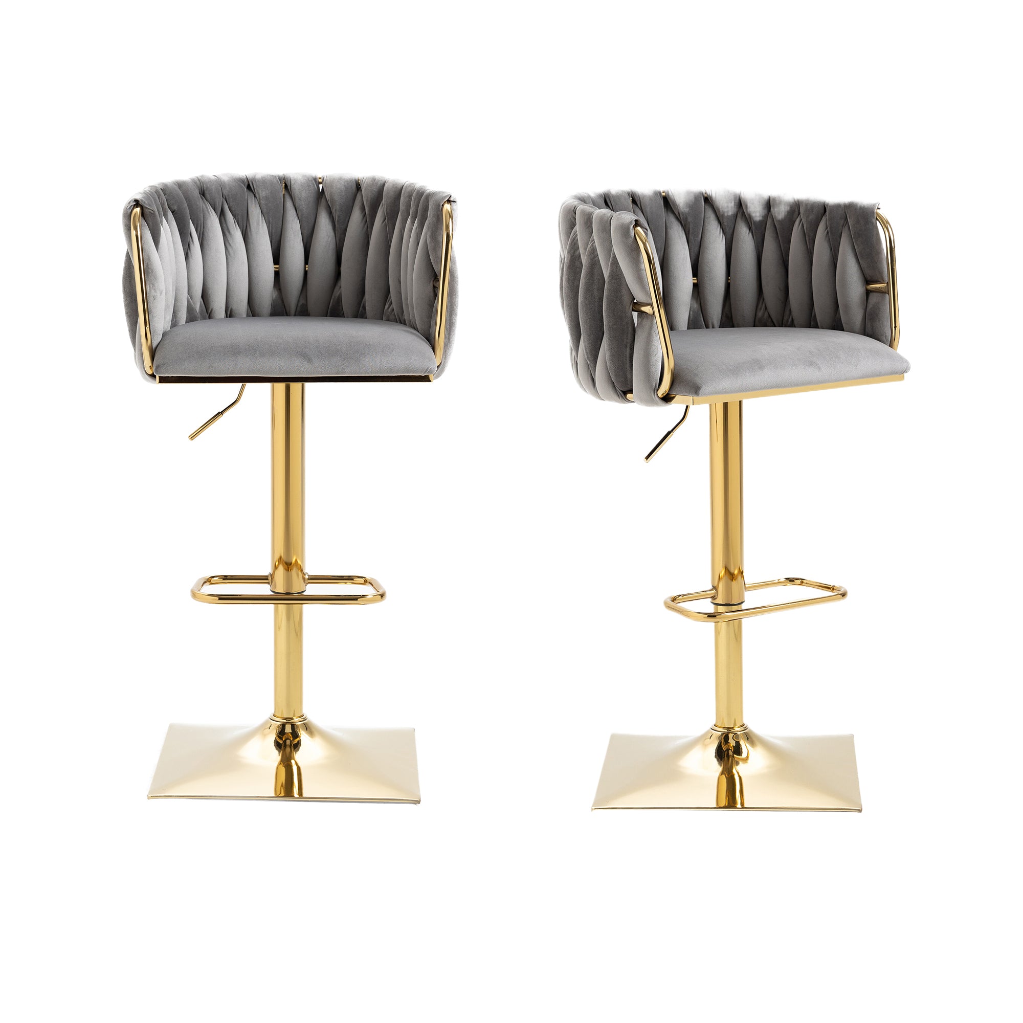 Coolmore Vintage Bar Stools With Back And Footrest Counter Height Dining Chairs 2Pc Set Grey Metal