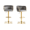 Coolmore Vintage Bar Stools With Back And Footrest Counter Height Dining Chairs 2Pc Set Grey Metal