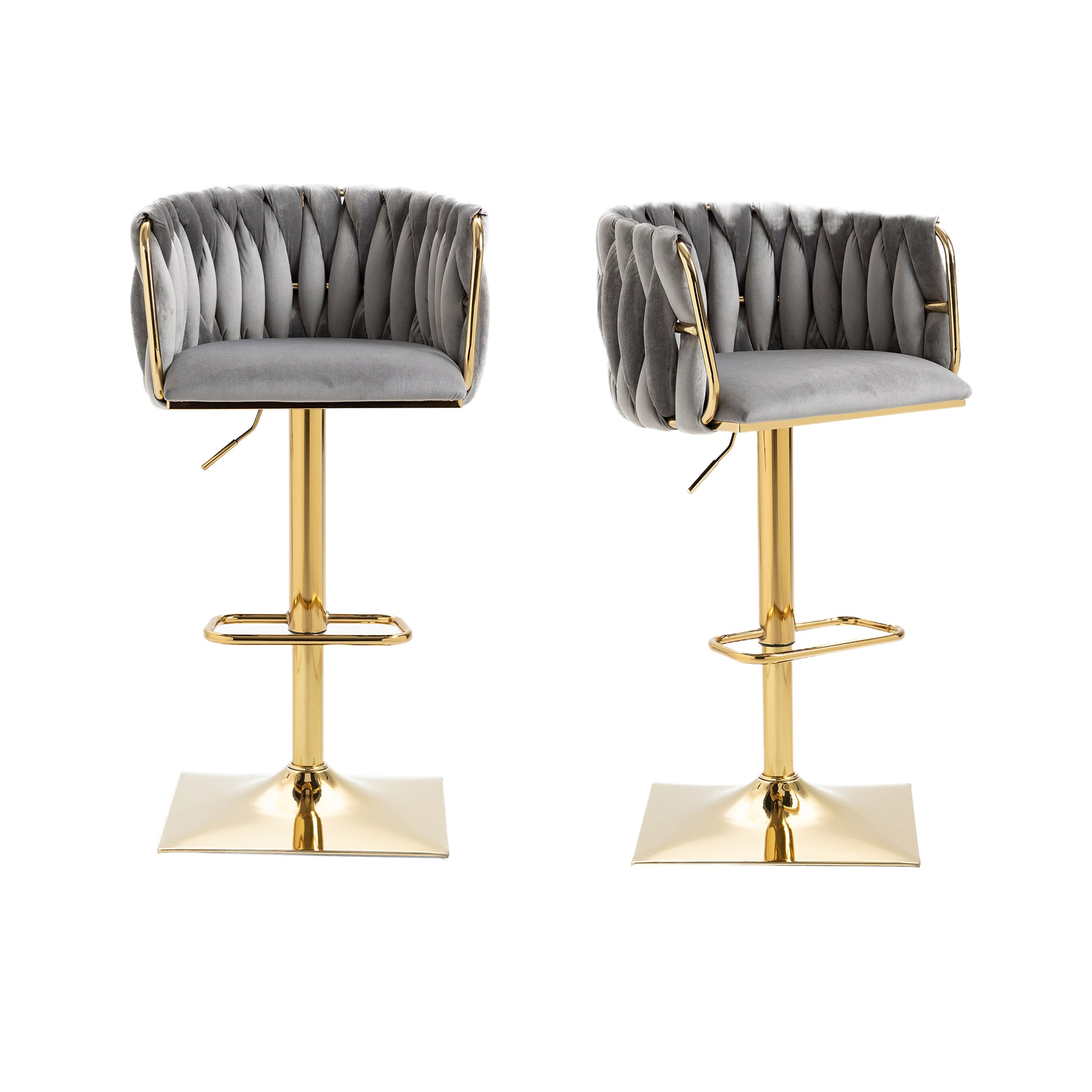 Coolmore Vintage Bar Stools With Back And Footrest Counter Height Dining Chairs 2Pc Set Grey Metal