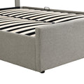 Queen Size Sleigh Bed With Side Tilt Hydraulic Storage System, Linen Upholstery, Gray Gray Linen