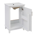 Viedo 20 Inch Modern Small Bathroom Vanity Cabinet With Ceramic Basin 20*15.5*33.3 Inches,Ample Storage,1 Soft Close Door White Solid Wood Mdf