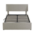 Full Size Sleigh Bed With Side Tilt Hydraulic Storage System, Linen Upholstery, Gray Gray Linen