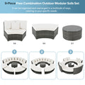Outdoor Patio Furniture Luxury Circular Outdoor Sofa Set Rattan Wicker Sectional Sofa Lounge Set With Tempered Glass Coffee Table, 6 Pillows,Beige Yes Beige Water Resistant Frame Water Resistant Cushion Garden & Outdoor Sectional Seating Groups Foam