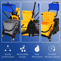 Homcom 6.9 Gallon Mop Water Bucket Wringer Cart With Easy To Use Side Press Wringer, Smooth Wheels, Mop Handle Holder Yellow Plastic