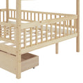 Full Size Wooden House Bed With Two Drawers, Natural Box Spring Not Required Full Natural Wood Bedroom Pine Bed Frame Wood