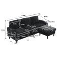 United Storage Sofa Living Room Sofa Cozy Sectional Sofa Black Polyester 3 Seat