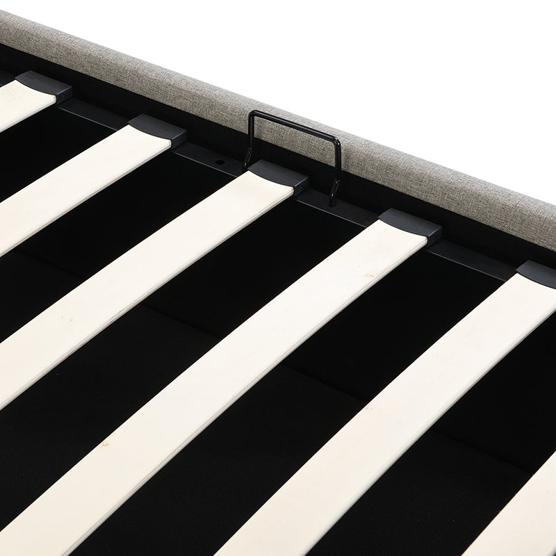 Full Size Sleigh Bed With Side Tilt Hydraulic Storage System, Linen Upholstery, Gray Gray Linen