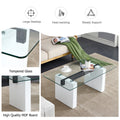 Modern Minimalist Transparent Tempered Glass Coffee Tablepaired With White Mdf Decorative Columns. Computer Desk. Game Table. Ct 1546 Transparent Glass
