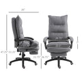Vinsetto 360 Swivel Executive Home Office Chair Adjustable Height Linen Style Fabric Recliner With Retractable Footrest And Double Padding, Grey Gray Fabric