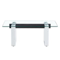 Modern Minimalist Transparent Tempered Glass Coffee Tablepaired With White Mdf Decorative Columns. Computer Desk. Game Table. Ct 1546 Transparent Glass